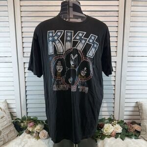 KISS Alive In '77‎ Retro Band T-shirt Men's XXL Black Short Sleeve